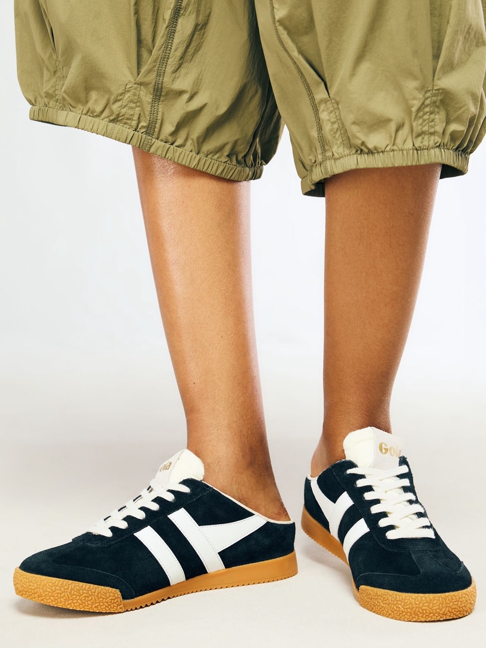 Gola Excluaive Elan Mule Black & White Suede Sneakers